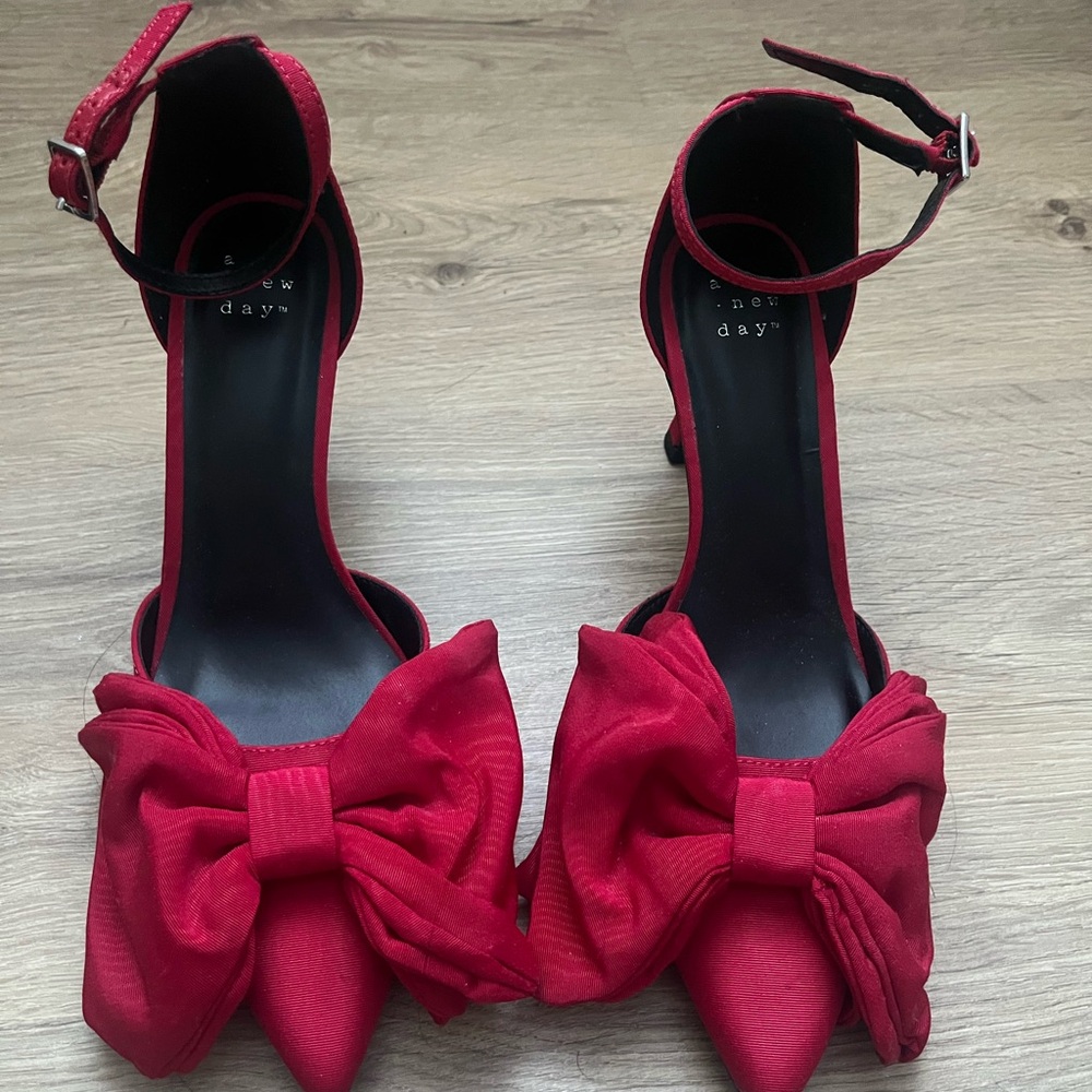 A New Day Women's Vibrant Red Bow Heels